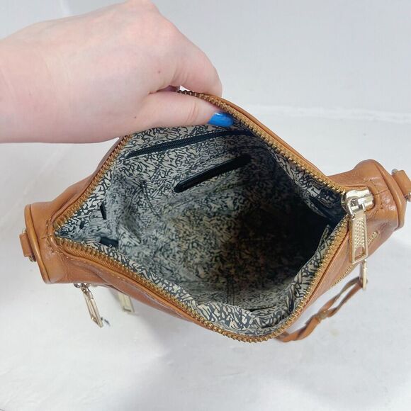 Rebecca Minkoff Mini 5 Zip Convertible Crossbody Bag Tan Leather Purse - Picture 4 of 10